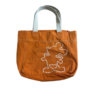Disney Orange and White Mickey Mouse Embroidered Canvas Tote